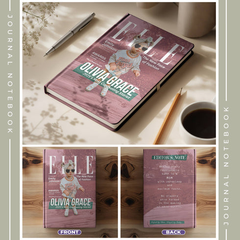 Personalized Fashion Magazine Baby Notebook – ELLE-Inspired Custom Cover with Name & Photo